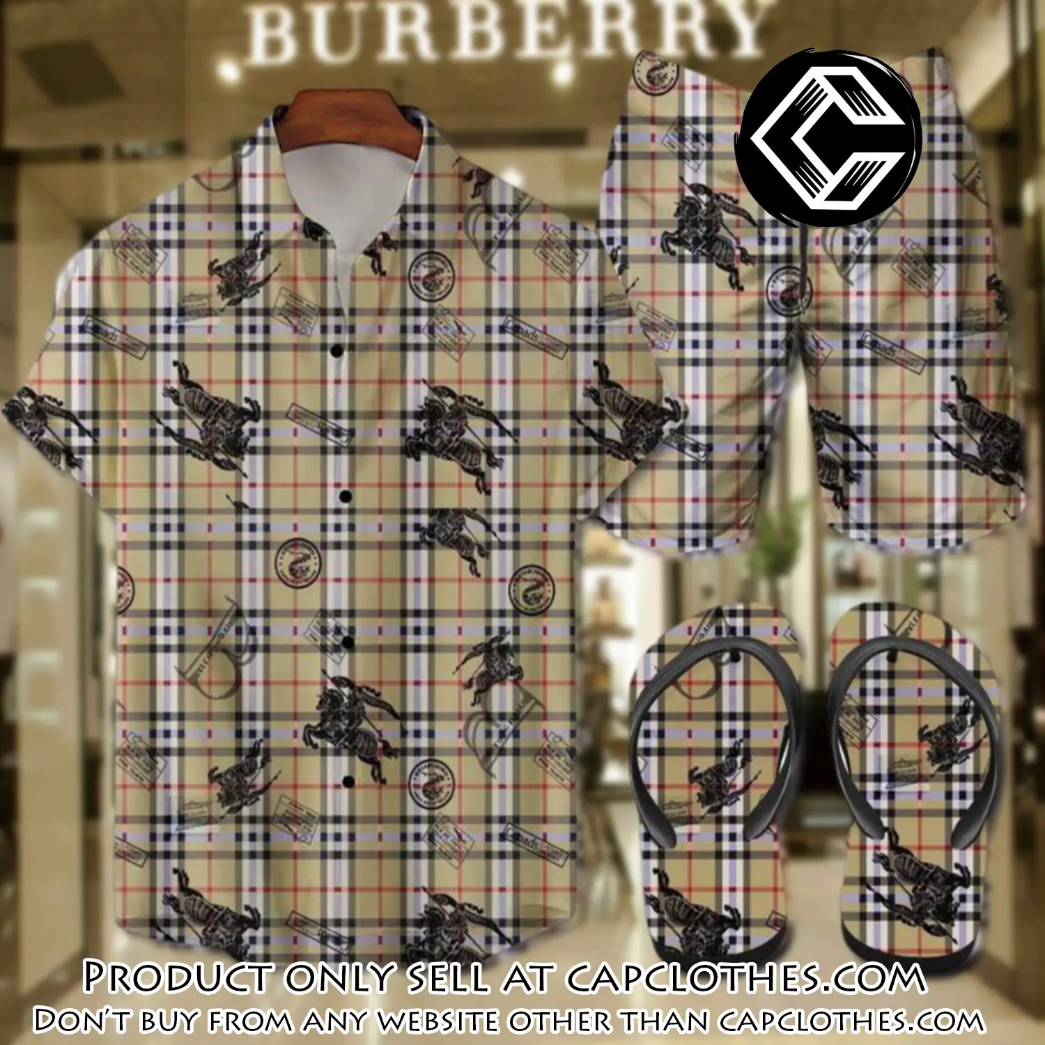 Burberry flip flops and combo hawaii shirt shorts luxury brand summer outfit hsf311 cc5808279